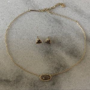Kendra Scott gold and platinum drusy set